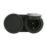 Розетка з заземленням та кришкою+Вимикач xOne антрацит, купити, замовити, ціна, фото, картинка, інтернет-магазин, Україна